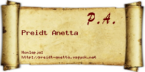 Preidt Anetta névjegykártya